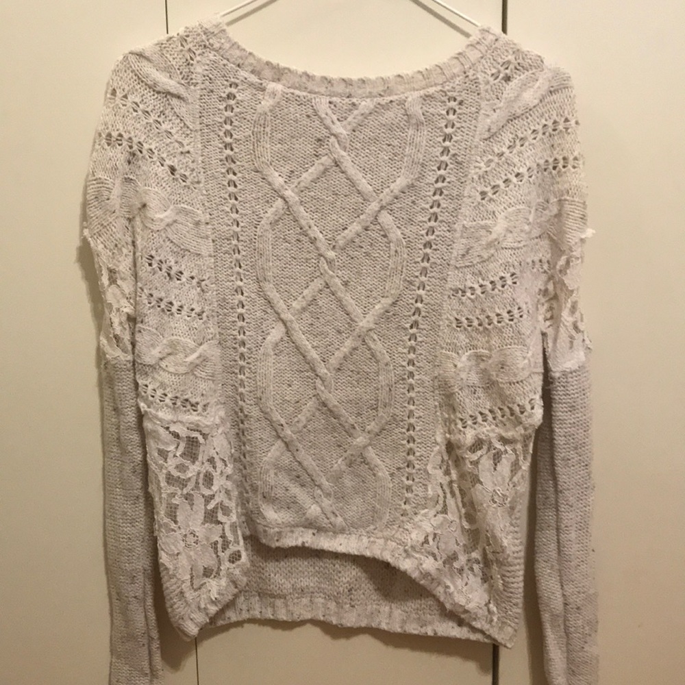 Hollister cream sweater with lace